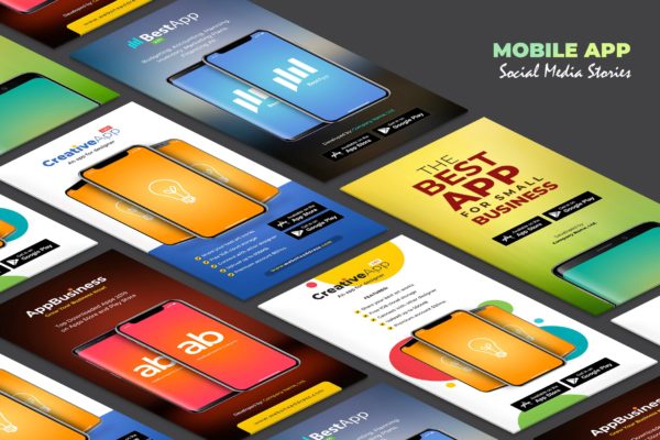 APP应用推广Instagram社交平台设计素材 Mobile App Social Media Stories Template缩略图 APP应用推广Instagram社交平台设计素材 Mobile App Social Media Stories Template
