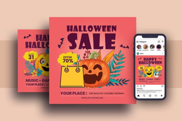 万圣节节日促销海报模板大洋岛精选和Instagram推广素材 Halloween Festival Flyer & Instagram Post Design缩略图 万圣节节日促销海报模板大洋岛精选和Instagram推广素材 Halloween Festival Flyer & Instagram Post Design