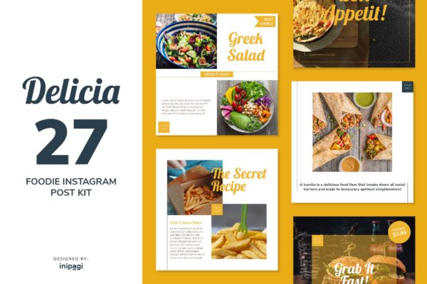 西餐美食品牌Instagram社交推广设计素材 DELICIA – Instagram Post Kit缩略图 西餐美食品牌Instagram社交推广设计素材 DELICIA – Instagram Post Kit