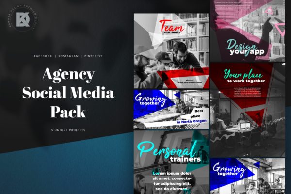互联网营销服务公司社交媒体推广设计素材 Agency Marketing Social Media Kit缩略图 互联网营销服务公司社交媒体推广设计素材 Agency Marketing Social Media Kit