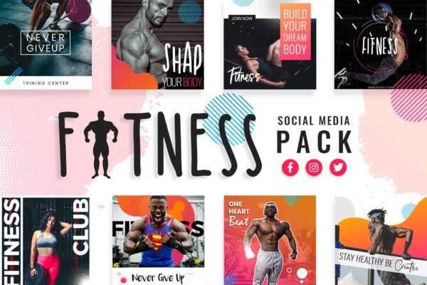 健身运动主题社交媒体设计素材 Fitness & Gym Social Media Templates缩略图 健身运动主题社交媒体设计素材 Fitness & Gym Social Media Templates
