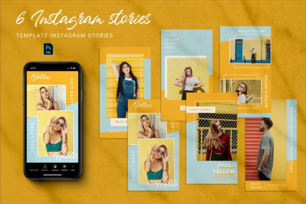 黄色系Instagram品牌故事社交设计素材包 Yellow Instagram Stories缩略图 黄色系Instagram品牌故事社交设计素材包 Yellow Instagram Stories