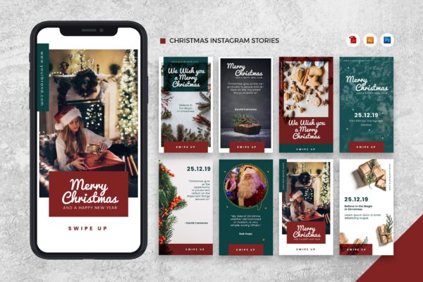 圣诞节主题Instagram社交推广设计素材 Merry Christmas Instagram Stories AI and PSD缩略图 圣诞节主题Instagram社交推广设计素材 Merry Christmas Instagram Stories AI and PSD