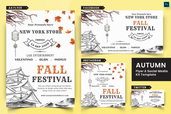 秋天节日主题传单&社交媒体设计素材包05 Autumn Festival Flyer & Social Media Pack-05缩略图 秋天节日主题传单&社交媒体设计素材包05 Autumn Festival Flyer & Social Media Pack-05