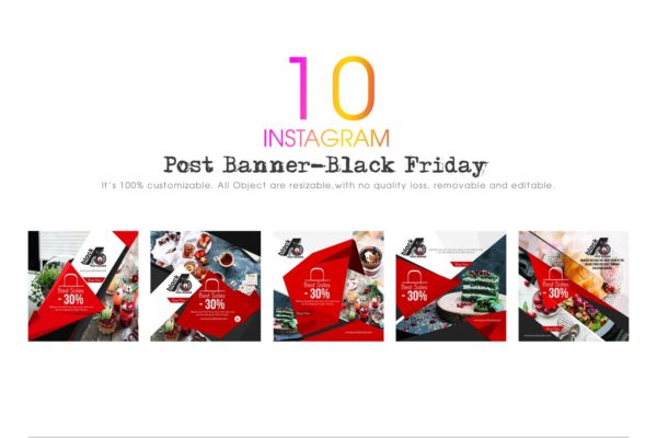 10个黑色星期五购物节主题Instagram社交贴文Banner横幅广告模板大洋岛精选 10 Instagram Post Banners-Black Friday缩略图 10个黑色星期五购物节主题Instagram社交贴文Banner横幅广告模板大洋岛精选 10 Instagram Post Banners-Black Friday