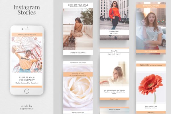 时尚女装品牌Instagram社交推广设计模板大洋岛精选 Instagram Story Template Kit