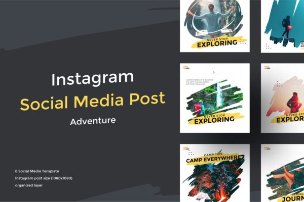 极限运动冒险主题社交媒体设计素材 Adventure Social Media Post 1.1缩略图 极限运动冒险主题社交媒体设计素材 Adventure Social Media Post 1.1
