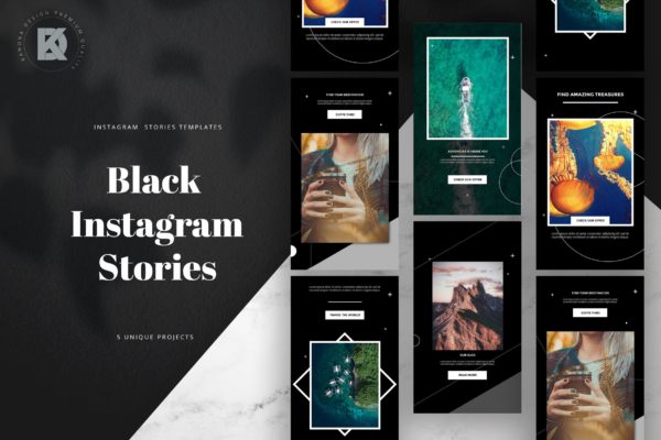 酷黑设计风格Instagram社交品牌故事设计素材 Black Instagram Stories缩略图 酷黑设计风格Instagram社交品牌故事设计素材 Black Instagram Stories