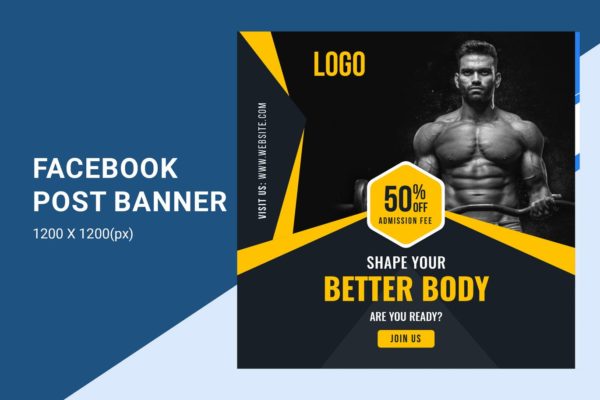 健身房/健身服务主题Facebook设计平台促销广告Banner模板大洋岛精选 Gymnasium / Fitness  Offer banner
