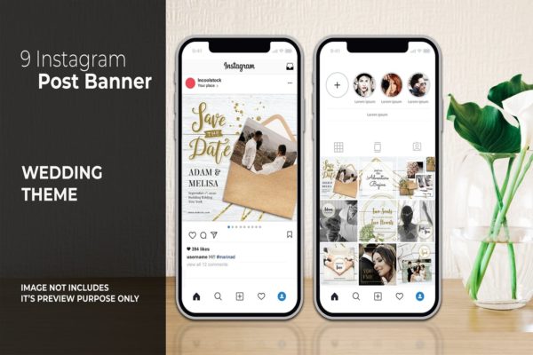 婚礼邀请Instagram社交宣传设计素材 Wedding Instagram Post缩略图 婚礼邀请Instagram社交宣传设计素材 Wedding Instagram Post