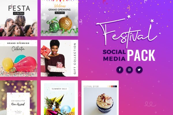 节日主题社交推广设计素材包 Festival Season Social Media Templates缩略图 节日主题社交推广设计素材包 Festival Season Social Media Templates