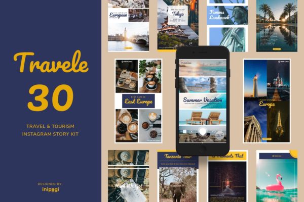 旅行旅游品牌推广Instagram设计素材包 TRAVELE – Instagram Story Kit缩略图 旅行旅游品牌推广Instagram设计素材包 TRAVELE – Instagram Story Kit