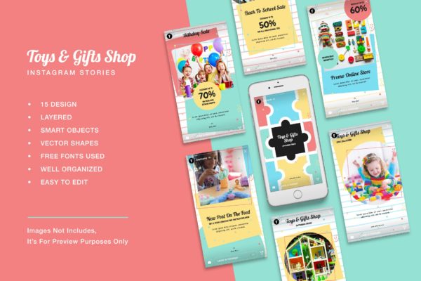 玩具及礼品店Instagram品牌故事设计模板大洋岛精选 Toys & Gift Shop Instagram Stories缩略图 玩具及礼品店Instagram品牌故事设计模板大洋岛精选 Toys & Gift Shop Instagram Stories