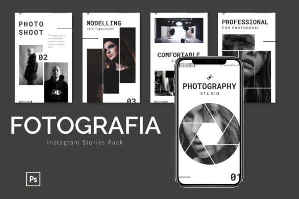 高端摄影主题Instagram品牌故事设计模板大洋岛精选 Fotografia – Instagram Story Pack缩略图 高端摄影主题Instagram品牌故事设计模板大洋岛精选 Fotografia – Instagram Story Pack