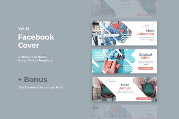 时尚新品发布/促销活动Facebook主页封面设计模板大洋岛精选v13 Facebook Cover Vol.13
