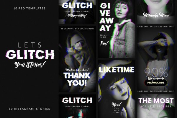 视频信号故障效果Instagram品牌故事营销设计素材 Glitch Instagram Stories缩略图 视频信号故障效果Instagram品牌故事营销设计素材 Glitch Instagram Stories