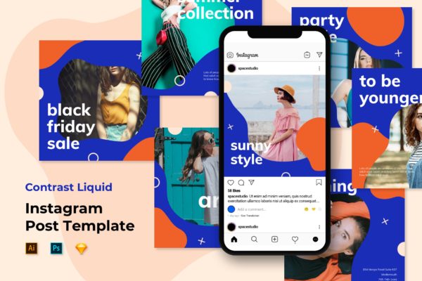 Instagram社交推广孟菲斯液体设计风格模板大洋岛精选 Instagram Templates Liquid Style缩略图 Instagram社交推广孟菲斯液体设计风格模板大洋岛精选 Instagram Templates Liquid Style