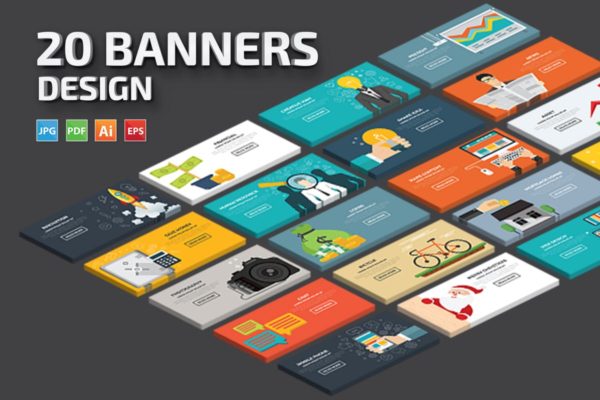 20款概念插画Banner模板v1 20 Banners缩略图 20款概念插画Banner模板v1 20 Banners