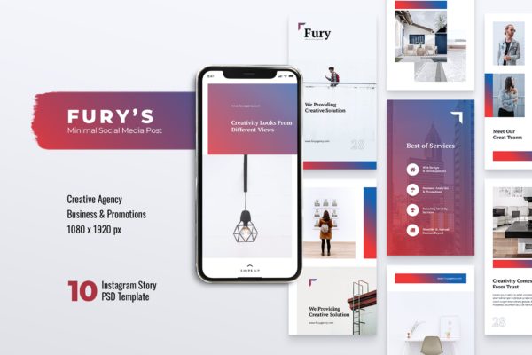 创意代理公司Instagram社交推广设计模板大洋岛精选 FURY Creative Agency Instagram Stories缩略图 创意代理公司Instagram社交推广设计模板大洋岛精选 FURY Creative Agency Instagram Stories