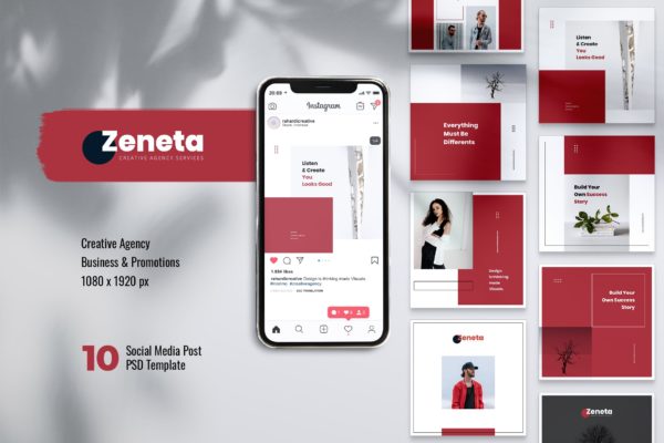 创意代理公司Instagram&Facebook社交文章贴图设计模板大洋岛精选 ZENETA Creative Agency Instagram & Facebook Post缩略图 创意代理公司Instagram&Facebook社交文章贴图设计模板大洋岛精选 ZENETA Creative Agency Instagram & Facebook Post