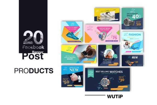 20款Facebook文章Banner贴图广告模板 20 Facebook Post Banner – Products缩略图 20款Facebook文章Banner贴图广告模板 20 Facebook Post Banner – Products