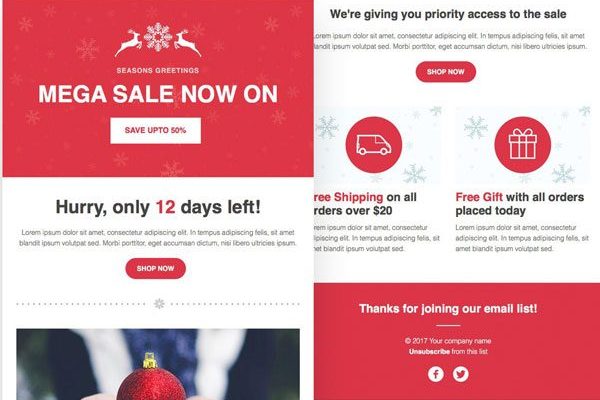 响应式圣诞/黑色星期五促销 EDM 邮件模板 Sale Responsive HTML Email Template