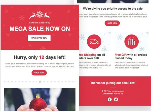 响应式圣诞/黑色星期五促销 EDM 邮件模板 Sale Responsive HTML Email Template缩略图 响应式圣诞/黑色星期五促销 EDM 邮件模板 Sale Responsive HTML Email Template