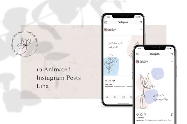 优雅线条动画艺术社交动画贴图设计模板大洋岛精选 ANIMATED Instagram Posts – Lina缩略图 优雅线条动画艺术社交动画贴图设计模板大洋岛精选 ANIMATED Instagram Posts – Lina