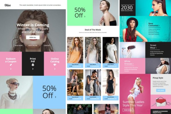 时尚服饰电商促销电子邮件EDM模板 Olive – Fashion Ecommerce Email Newsletter缩略图 时尚服饰电商促销电子邮件EDM模板 Olive – Fashion Ecommerce Email Newsletter