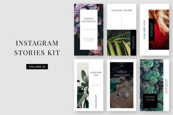 现代简约风格Instagram品牌故事宣传设计素材包v32 Instagram Stories Kit (Vol.32)