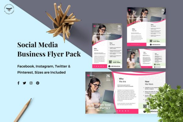 社交媒体企业宣传多尺寸广告模板v2 Business Social Media Template缩略图 社交媒体企业宣传多尺寸广告模板v2 Business Social Media Template