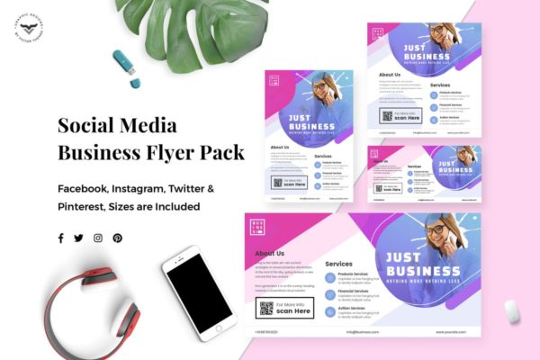 社交媒体企业宣传多尺寸广告模板v1 Business Social Media Template缩略图 社交媒体企业宣传多尺寸广告模板v1 Business Social Media Template