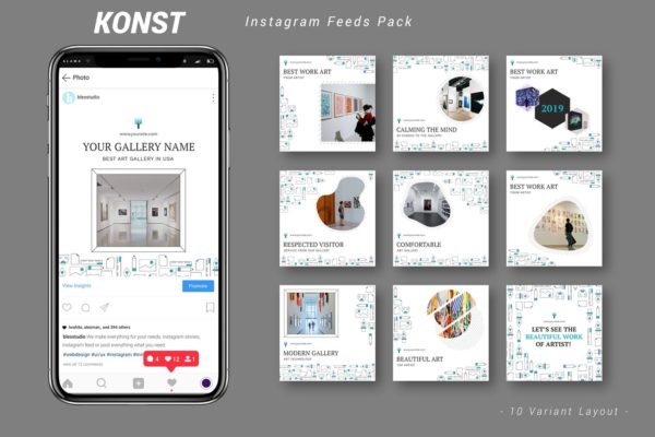 创意艺术展览主题Instagram信息流广告设计模板大洋岛精选 Konst – Instagram Feeds Pack缩略图 创意艺术展览主题Instagram信息流广告设计模板大洋岛精选 Konst – Instagram Feeds Pack