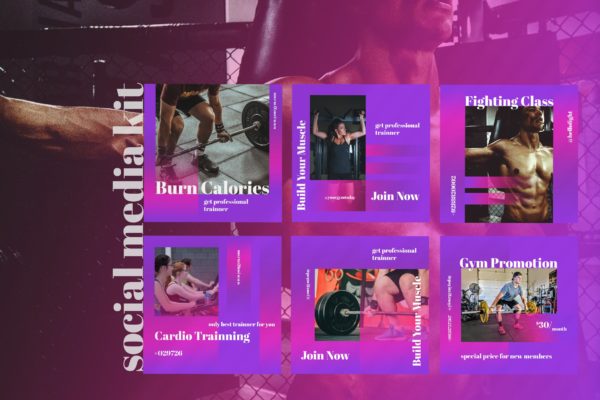 健身品牌社交推广设计素材包 Your Gym – Social Media Kit缩略图 健身品牌社交推广设计素材包 Your Gym – Social Media Kit