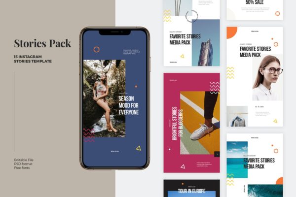 现代简约设计风格Instagram品牌故事设计素材包 Instagram Stories Pack缩略图 现代简约设计风格Instagram品牌故事设计素材包 Instagram Stories Pack