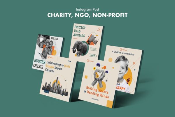 慈善/非政府/非盈利组织机构Instagram社交贴图设计模板大洋岛精选 Charity, NGO, Non-Profit Instagram Post