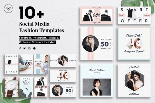 10+社交媒体时尚品牌促销广告Banner模板 Social Media Fashion Templates缩略图 10+社交媒体时尚品牌促销广告Banner模板 Social Media Fashion Templates