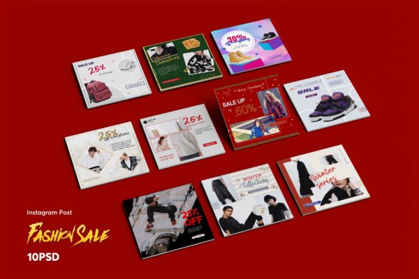 创意时尚品牌促销Instagram贴图设计PSD模板大洋岛精选 Creative Fashion Sale Instagram Post PSD Template