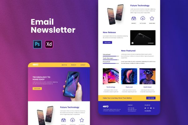 新世代智能手机品牌推广EDM邮件模板大洋岛精选下载 Email Newsletter缩略图 新世代智能手机品牌推广EDM邮件模板大洋岛精选下载 Email Newsletter