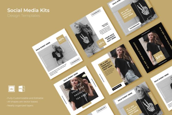 新媒体社交媒体品牌促销广告图设计模板 SRTP – Social Media Kit.36