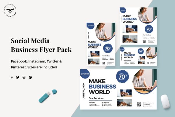 企业社交宣传推广设计素材包 Business Social Media Template缩略图 企业社交宣传推广设计素材包 Business Social Media Template