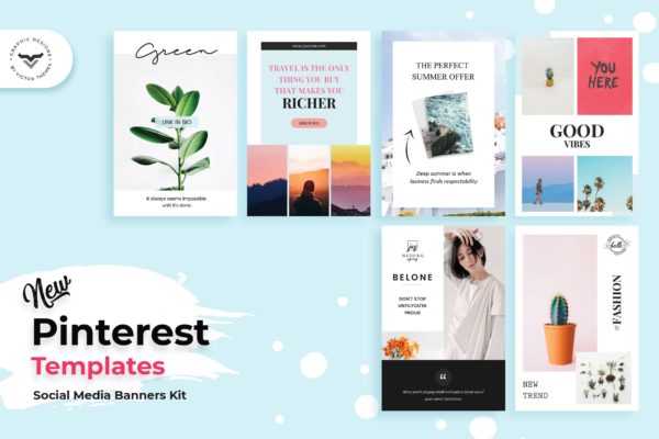 优雅时尚风格Pinterest社交网站推广图设计模板大洋岛精选 Pinterest Post Templates
