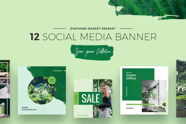 环保色社交媒体广告Banner设计模板 Green Peace Social Media Designs缩略图 环保色社交媒体广告Banner设计模板 Green Peace Social Media Designs
