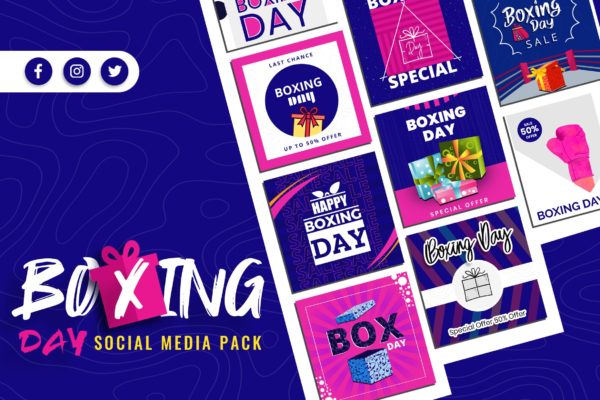 礼品日主题社交媒体设计素材包 Boxing Day Social Media Pack缩略图 礼品日主题社交媒体设计素材包 Boxing Day Social Media Pack