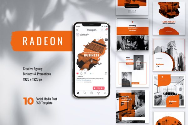 创意笔刷图形Instagram&Facebook社交贴图设计模板大洋岛精选 RADEON Creative Agency Instagram & Facebook Post缩略图 创意笔刷图形Instagram&Facebook社交贴图设计模板大洋岛精选 RADEON Creative Agency Instagram & Facebook Post