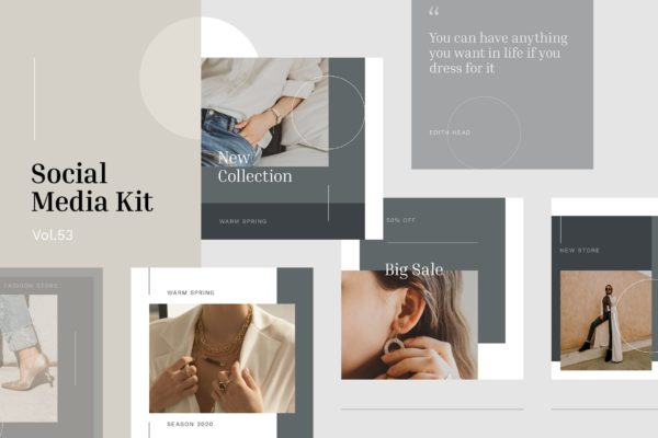 珠宝首饰品牌社交广告设计模板大洋岛精选v53 Social Media Kit (Vol.53)