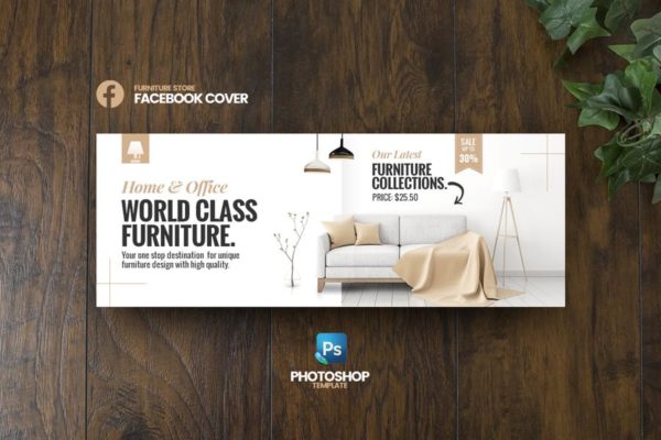 家具品牌/促销活动Facebook封面&Banner大洋岛精选广告模板 Best Furniture Facebook Cover template