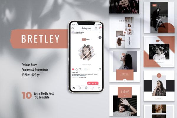 10款Instagram&Facebook社交平台时尚品牌贴图设计模板大洋岛精选 BRETLEY Fashion Store Instagram & Facebook Post