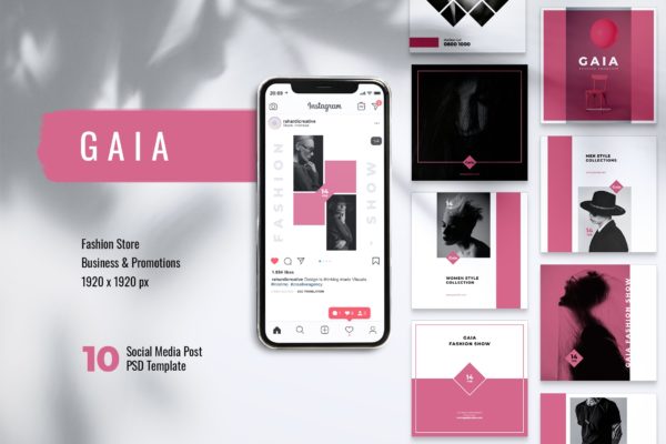 时装店/时尚品牌Instagram&Facebook文章贴图设计模板大洋岛精选 GAIA Fashion Store Instagram & Facebook Post