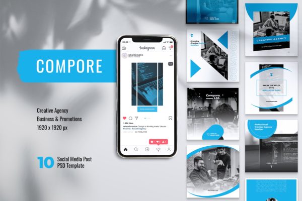 数字营销Instagram&Facebook贴图设计模板大洋岛精选 COMPORE Digital Marketing Instagram/Facebook Post